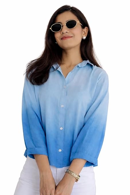 Women's Korean Style 3/4 Sleeve Oversized Button Down|| Workwear Top Shirt for Office & Casual Wear Women Shirt || Shirt for Woman || Top for Women (L-98-101)